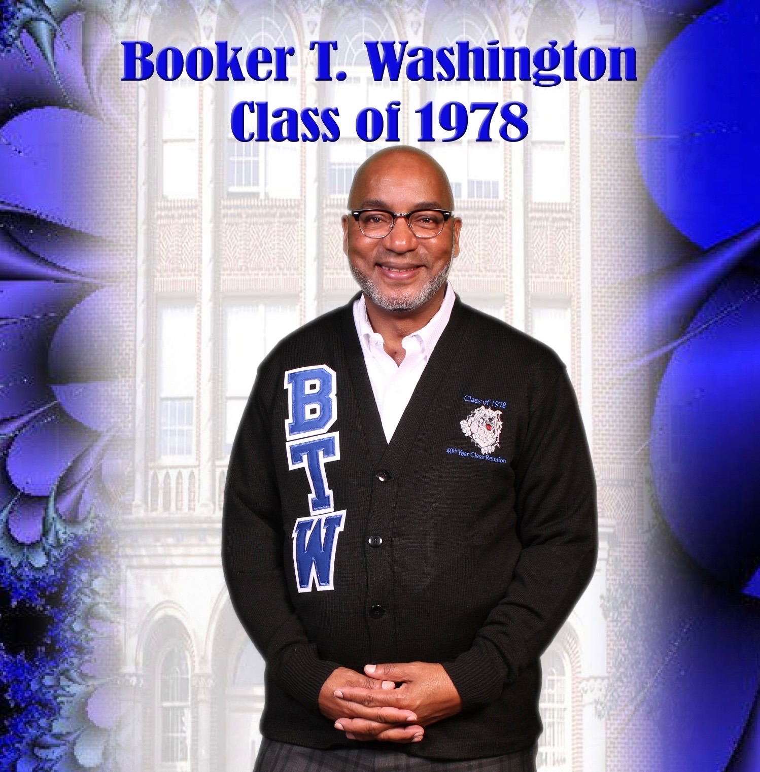 Jackie Patterson in a Booker T. Washington High School Class of 1978 reunion cardigan